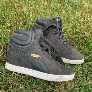 puma suede wedge